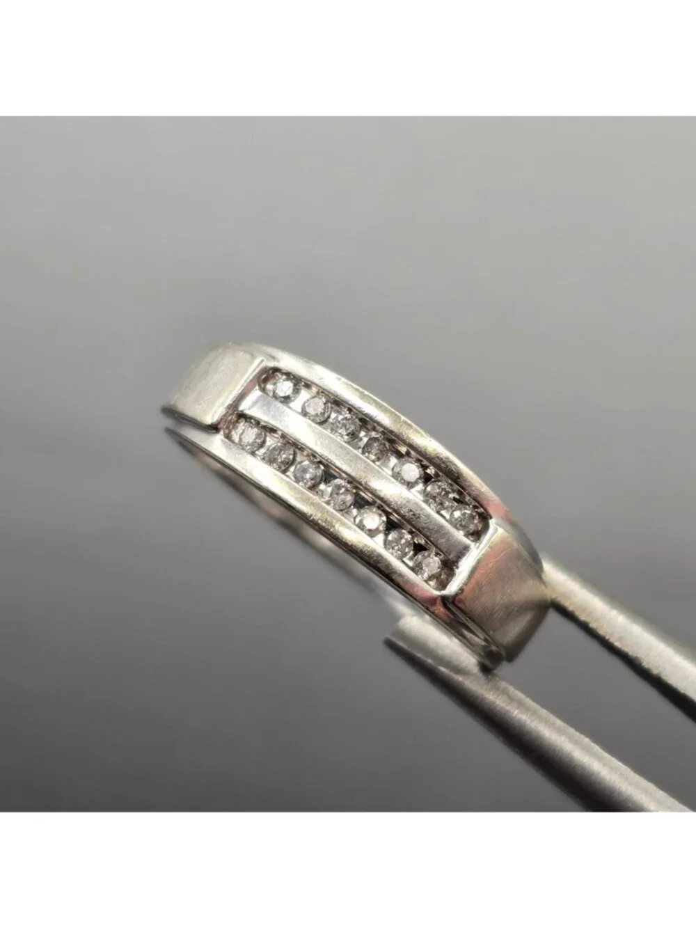 10k White Gold Natural Diamond Channel Set Band Ring Size 10.25 Signed NDI 4.05g - Picture 14 of 16